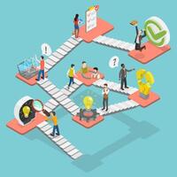 3D Isometric Flat Illustration of Design Thinking, Idea, Brainstorming and Inspiration vector