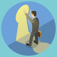 3D Isometric Flat Illustration of Secret Of Success, Problem Solution vector