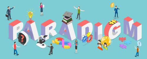 3D Isometric Flat Illustration of Paradigm, Science or Philosophy Theory vector