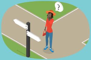 3D Isometric Flat Illustration of Making Decision, Path Choice vector