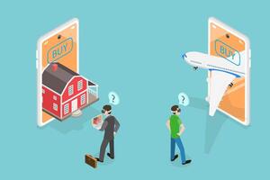 3D Isometric Flat Illustration of Metaverse Property, Investment in Cyber Space vector
