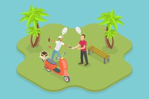3D Isometric Flat Illustration of Fast Way To Order Drinks, Beer Delivery vector