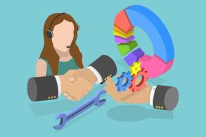 3D Isometric Flat Set of Customer Service, Tech Support vector