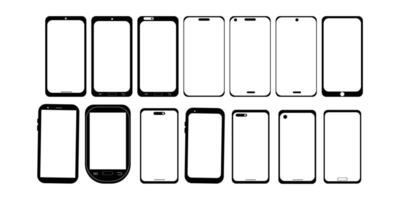 Smartphone Frame Silhouettes Collection Front View Designs for UI, Mockups vector