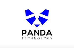 Minimal Panda Technology Logo Design, panda tech logo, modern tech logo, digital panda shape, minimal panda logo, ai artificial intelligence, software app Icon Symbol Silhouette Illustration vector