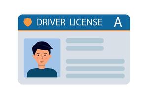 The identification card of the male car driver with a photo.Plastic identification card. illustration of the identity document of the driver of the vehicle. A business card that demonstrates vector