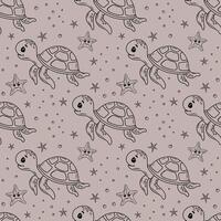 Seamless pattern with sea turtles on a light background. pattern with marine life. illustration vector