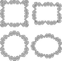 A set of decorative frames in ethnic style. A set of ethnic style frames, black and white outline. Black and white silhouette, and illustration vector