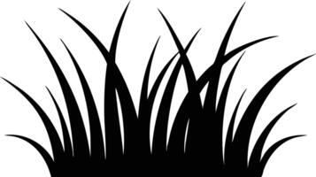 Black silhouette depicts a clump of grass with a solid base on a white background vector