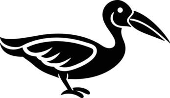 Isolated black seabird icon shows simple and elegant avian standing silhouette on white vector