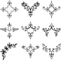 Black ornate flourish patterns arranged on the white surface create vintage decorative element look vector