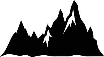 Jagged mountain range silhouette presents a stark, powerful nature against a white backdrop vector