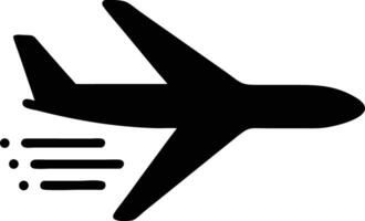 A black airplane icon soars leaving three horizontal vapor trails behind it on white vector