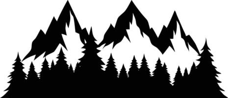 Silhouette of majestic mountain peaks and evergreen forest create a serene vista scene vector