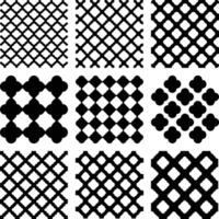 Various geometric lattice patterns in black and white showcase unique variations and textures vector