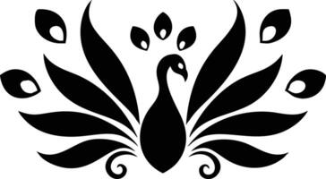 A symmetrical black and white peacock shows elegance and simplicity in its design vector