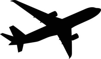 Low angle view of a black airplane taking off silhouette against white background vector