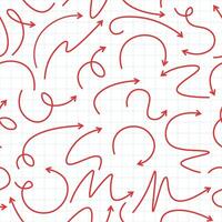 Modern seamless pattern of red arrows of different shapes on a checkered and white background vector
