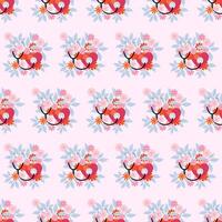 Seamless pattern of sthetoscope and flowers pattern vector