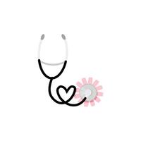 Stethoscope twisted in the shape of a heart and with a flower for Nurses Day vector