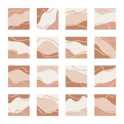Card templates with abstract organic shapes and lines for social media stories, posts, mobile apps. Square backgrounds with copy space for text, beige tones. Trendy blog design, Illustrations.