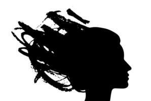 Abstract Silhouette of a Woman Profile with Expressive Scribbles Representing Creativity, Emotion, and Artistic Expression in a Contemporary Minimalist Style vector