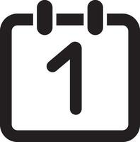 A calendar icon with the number one on it vector