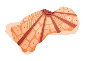 isolated orange cartoon illustration of broken mosaic tile fragment with geometric patterns. Ancient ceramic shard with decorative ornament in earthy colors. vector