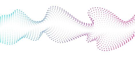 Wave pattern of flowing dots , gradient rainbow color . Nanotechnology concepts , particle flows. Abstract wave for design, banner for music. futuristic illustration vector