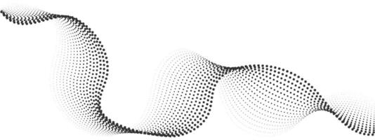 Futuristic abstract shapes, halftones, smooth wavy dotted lines, gradient curved stripes. Abstract digital wave particles. Modern background for equalizer, audio recording. vector