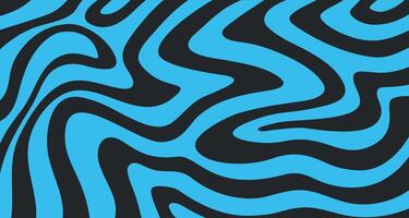 Abstract horizontal background with black and blue waves Fashionable illustration in retro psychedelic style vector