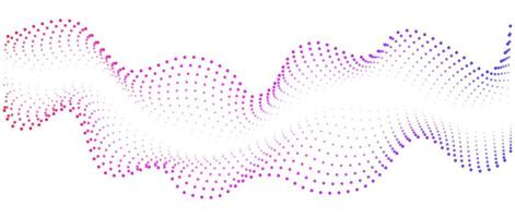 Wave pattern of flowing dots , gradient rainbow color . Concepts nanotechnology, music. Abstract banner design element for music. vector
