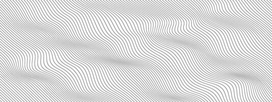 Abstract background of curving wavy lines. Deformed horizontal gray stripes. Dynamic composition of linear figure . texture of simple lines for design vector