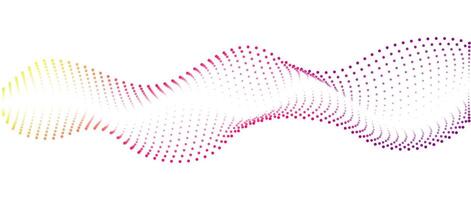 Wave pattern of flowing dots , gradient rainbow color . Nanotechnology concepts . Abstract design element , banner for music. futuristic illustration vector