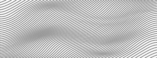 Abstract dotted background of curving wavy lines. deformed wave horizontal gray stripes. Dynamic composition of linear dot figure. vector