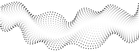 Abstract wave with dots. flowing dots with blending halftone lines. A curved wavy line. Dynamic sound wave. Digital equalizer of frequency tracks vector