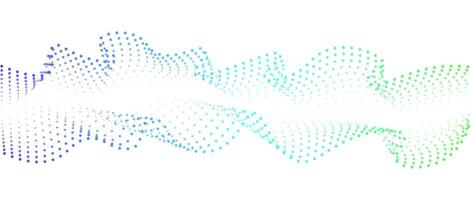 Wave pattern of flowing dots , colorful gradient . Nanotechnology concepts, particle flows. Abstract wave for design, banner for music. futuristic illustration vector