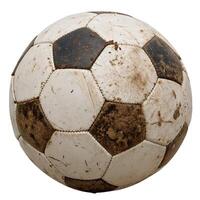 an old soccer ball is shown on a white background photo