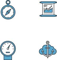 Navigation compass speedometer anchor and chart icons set vector