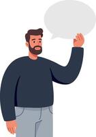Man with beard holding speech bubble talking concept illustration design vector