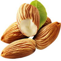Pile of raw almonds their brown shells and a On Transparent Background png