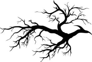 Silhouette tree branches with bare limbs create striking nature art against the bright background vector
