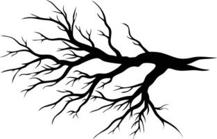 Stark black branch with extended limbs creates an artistic, simple tree silhouette vector
