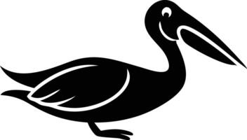 Smiling black pelican illustration with a unique design, a simple, eyecatching avian vector