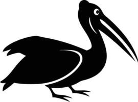 The silhouette of a pelican shows its distinctive long beak and a curious stare vector