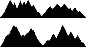Two mountain range silhouette shapes exhibit jagged peaks creating distinct landscapes isolated on white vector