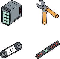 Electronic components and tool illustrations with grey and orange colors in square layout vector