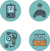 Electronic measuring devices and joystick game controller illustration set vector