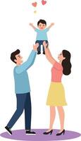 Happy family playing with child showing love and joy together in simple design vector