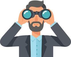 Man with binoculars looking forward in flat style illustration vector